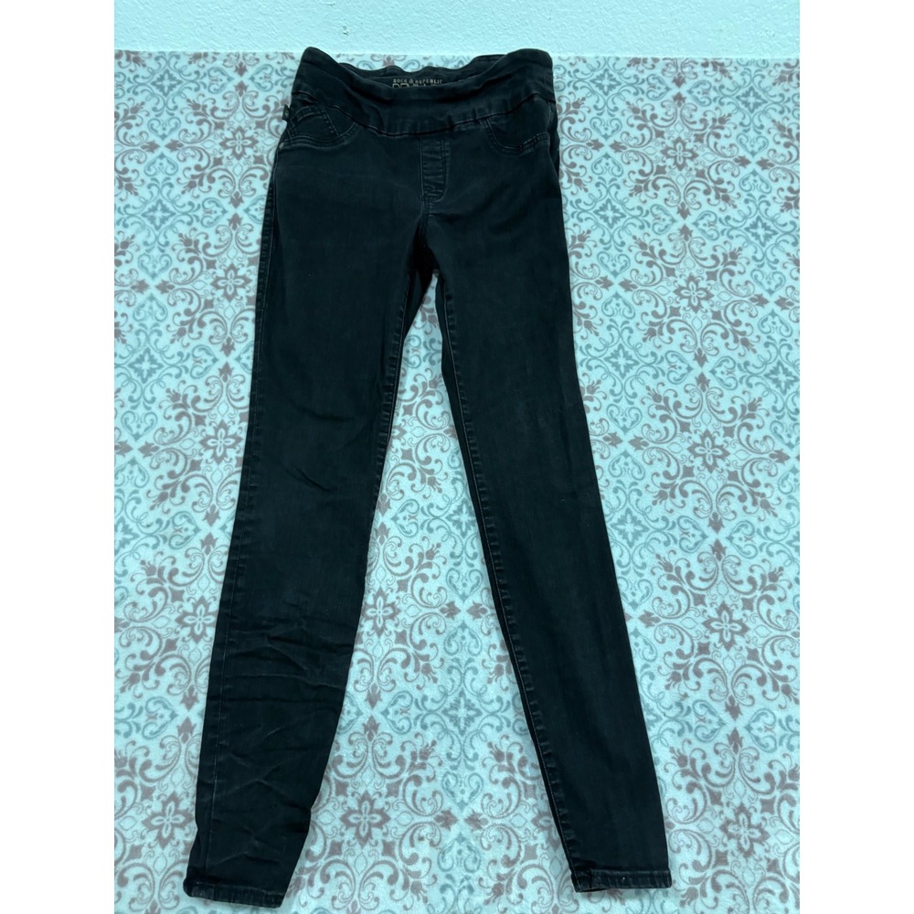 Rock & Republic Denim Rx Fever Pull On Black Skinny Leggings Size 12